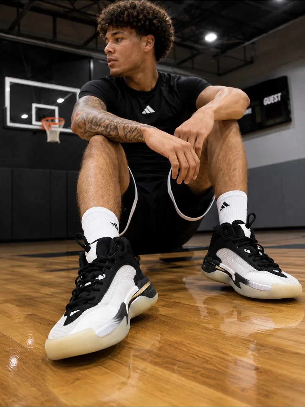 Adidas Crazy IIInfinity Basketball Shoes Men’s 9 Black White Sneakers Athletic